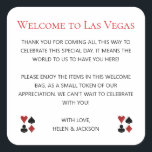 Welcome to Las Vegas Wedding Welcome Gift Bag Square Sticker<br><div class="desc">Getting married in Las Vegas? These white and black welcome stickers would make a perfect addition to your guest's welcome basket in their accommodation. Personalise with your own heartfelt text.</div>