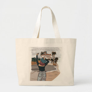 Welcome to Lasvegas check in spot. Large Tote Bag