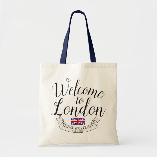 Welcome to London | Destination Wedding Custom Tote Bag (Front)