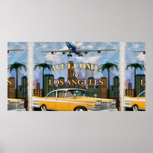Welcome to Los Angeles retro poster. Poster