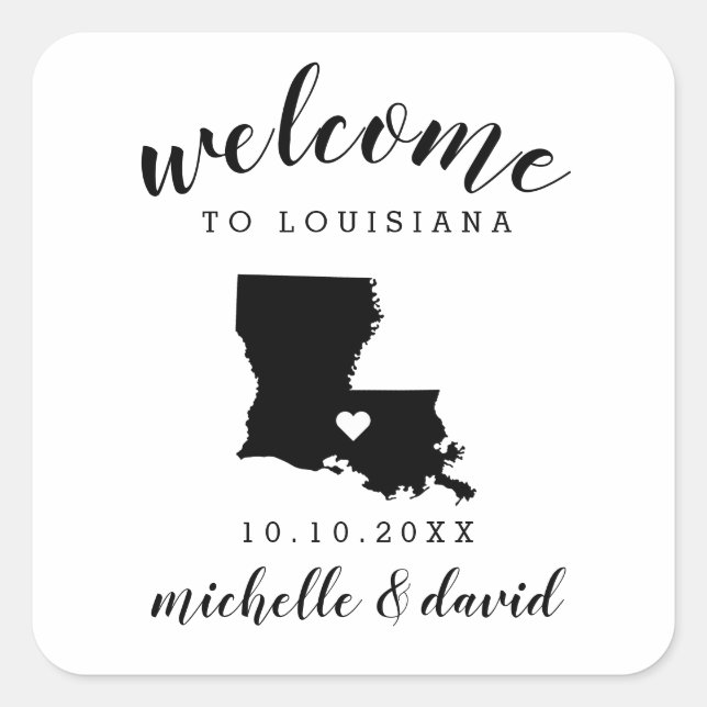 Welcome to Louisiana | Wedding custom favour Square Sticker (Front)