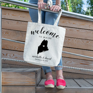 Welcome to Maine   State Silhouette Wedding Tote Bag
