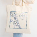 Welcome to Manteo NC Roanoke Wedding Welcome Tote Bag<br><div class="desc">Welcome guests to your Manteo, North Carolina wedding with our custom navy blue Outer Banks map themed "Welcome to Manteo" tote bags. Featuring Roanoke Island's charm, they set a coastal tone. Ideal for venues like Elizabethan Gardens, Roanoke Island Festival Park, Marshes Light, Tranquil House Inn, Island Farm, or Vista Creek....</div>