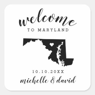 Welcome to Maryland   Wedding custom favour Square Sticker