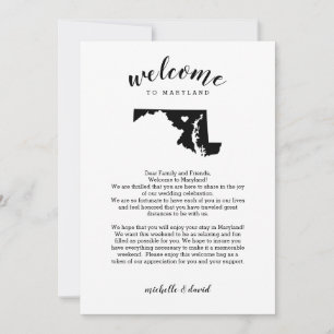 Welcome to Maryland Wedding Letter & Itinerary