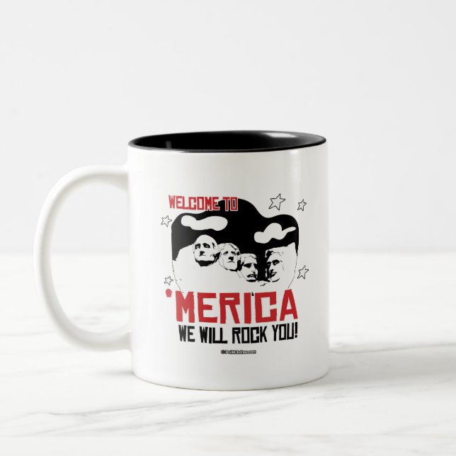 Welcome to Merica - We will Rock You Two-Tone Coffee Mug (Left)
