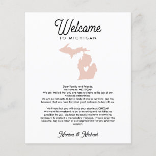 Welcome TO MICHIGAN Letter & Itinerary ANY COLOR