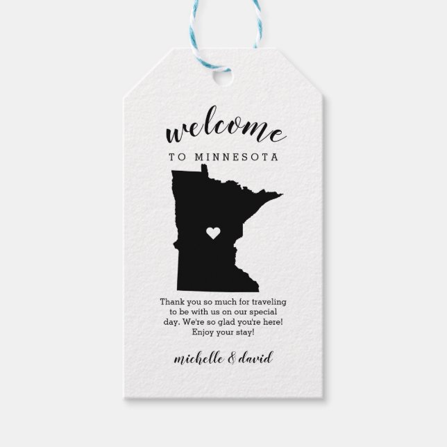 Welcome to Minnesota | Calligraphy Wedding Gift Tags (Front)