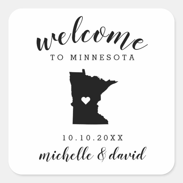 Welcome to Minnesota | Wedding custom favour Square Sticker (Front)