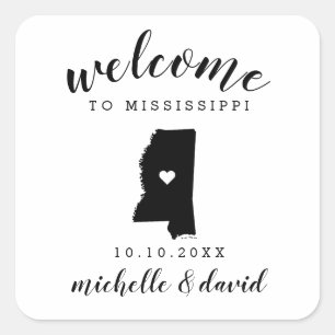 Welcome to Mississippi   Wedding custom favour Square Sticker
