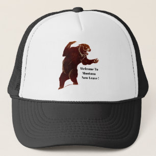Welcome To Montana Now Leave Grizzly Bear Art Trucker Hat