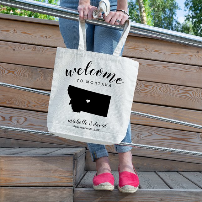 Welcome to Montana | State Silhouette Wedding Tote Bag (Creator Uploaded)