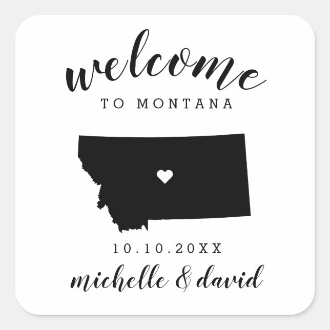 Welcome to Montana | Wedding custom favour Square Sticker (Front)
