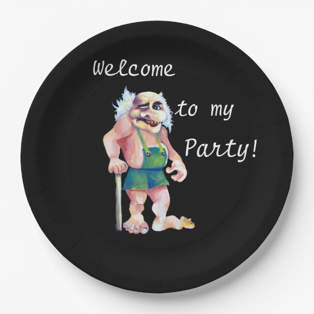 Welcome To My Party - Scandinavian Ogre Paper Plate (Front)