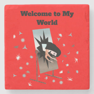 Welcome to my World Stone Coaster