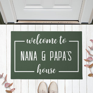 Welcome To NANA & PAPA'S House - Sage Green Doormat