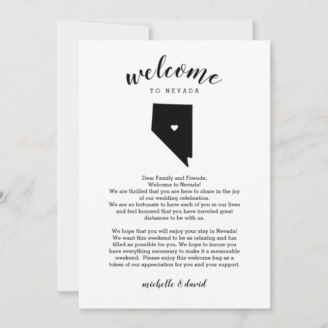 Welcome to Nevada | Wedding Letter & Itinerary (Front)