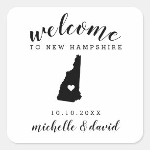 Welcome to New Hampshire   Wedding custom favour Square Sticker
