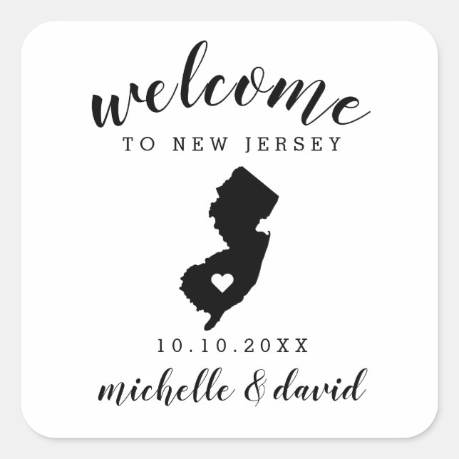 Welcome to New Jersey | Wedding custom favour Square Sticker (Front)