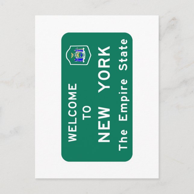 Welcome to New York - USA Road Sign Postcard (Front)
