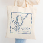 Welcome to North Beach Maryland Elegant Wedding Tote Bag<br><div class="desc">Celebrate your North Beach, Maryland wedding with our custom "Welcome to North Beach Maryland" wedding favour tote bags, featuring an elegant navy blue Chesapeake Bay map. These tote bags are a perfect match for venues like Herrington on the Bay, Chesapeake Beach Resort & Spa, and Running Hare Vineyard, adding a...</div>