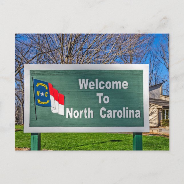 Welcome to North Carolina Sign Postcard (Front)