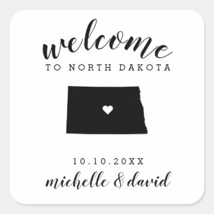 Welcome to North Dakota    Wedding custom favour Square Sticker