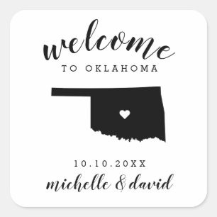Welcome to Oklahoma   Wedding custom favour Square Sticker
