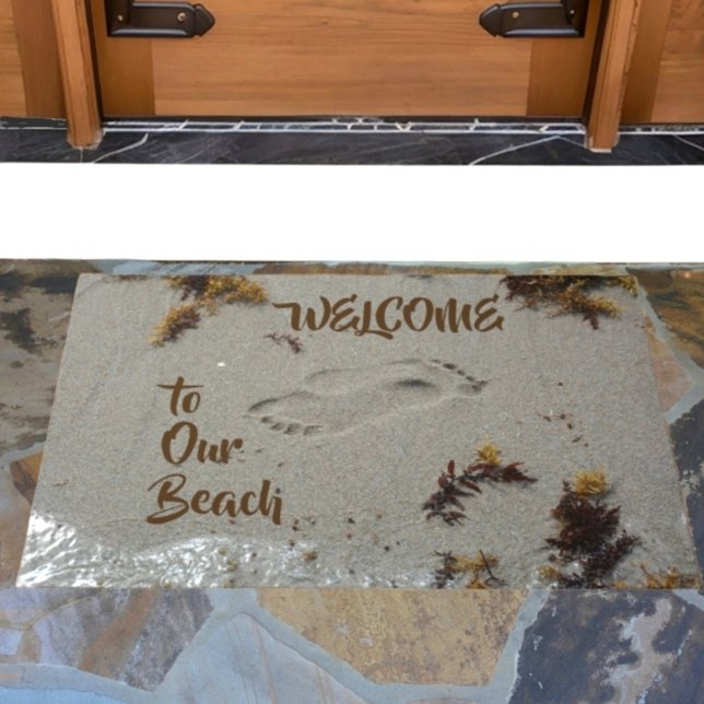 Welcome to Our Beach Footprints in Sand Doormat (Creator Uploaded)
