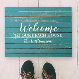 Welcome to Our Beach House Custom Family Name Doormat