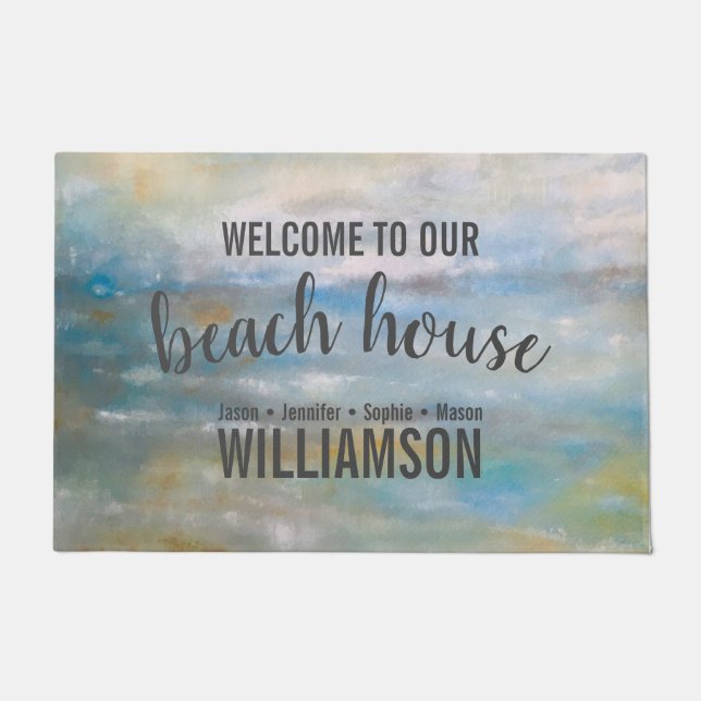 Welcome To Our Beach House Customisable Door Mat (Front)