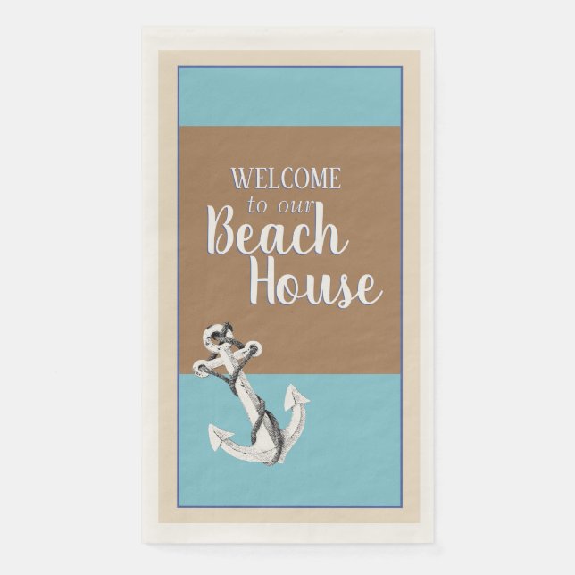 Welcome to our Beach House - Design No 1 Napkin (Front)