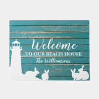 Welcome to Our Beach House Lighthouse Bunnies