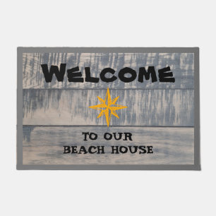 Welcome To Our Beach House Nautical Star Grey Doormat