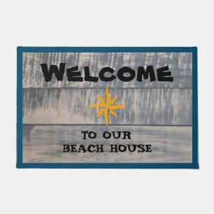 Welcome To Our Beach House Nautical Star Rustic Doormat