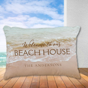 Welcome To Our Beach House Personalised  Decorative Cushion