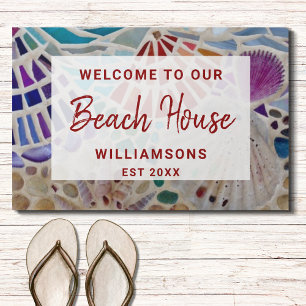 Welcome to Our Beach House Shells Custom Doormat