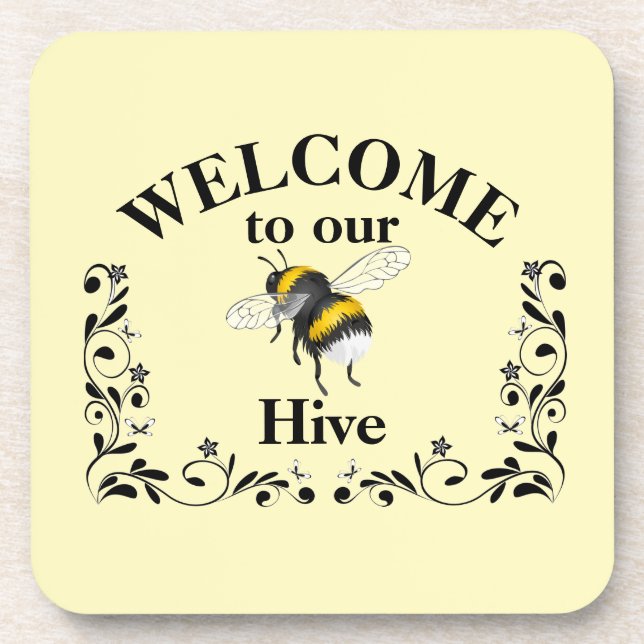 Welcome to our bee hive coaster (Front)