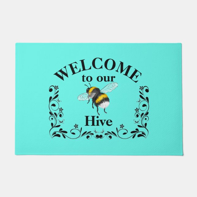 Welcome to our bee hive  doormat (Front)