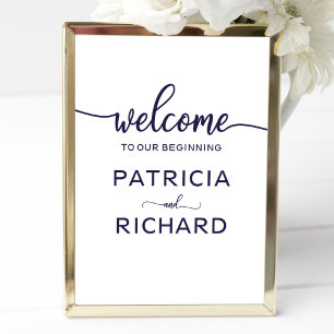 Welcome to our Beginning Chic Navy Blue Sign