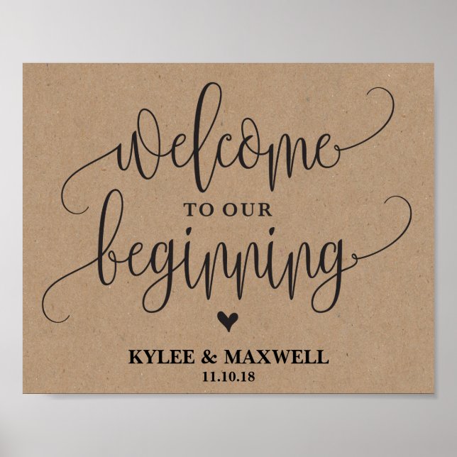 Welcome to Our Beginning Editable Wedding Sign (Front)