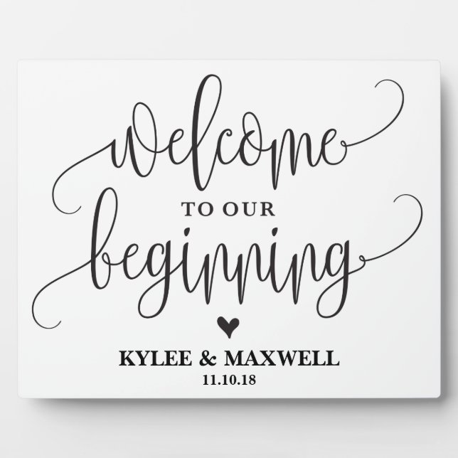 Welcome to Our Beginning Editable Wedding Sign Plaque (Front)