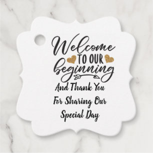 Welcome To Our Beginning Favour Tags