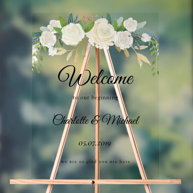 Welcome to our beginning! foam board acrylic sign (Neutral)