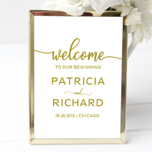 Welcome to our Beginning   Gold Wedding Sign