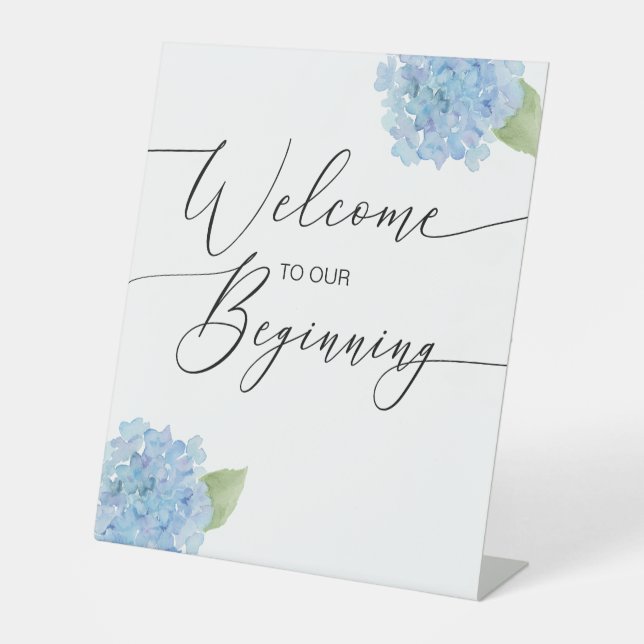 Welcome to our Beginning Hydrangea Pedestal Sign (Front)