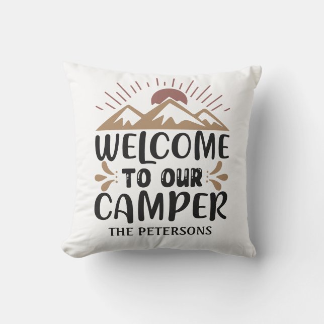 Welcome To Our Camper Personalised  Cushion (Front)