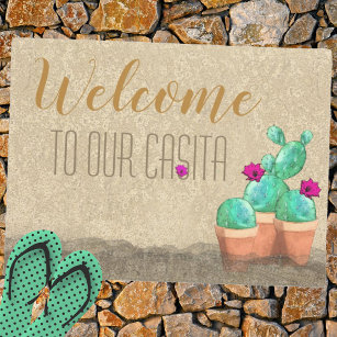 WELCOME To Our Casita Southwest Flower Cactus Doormat