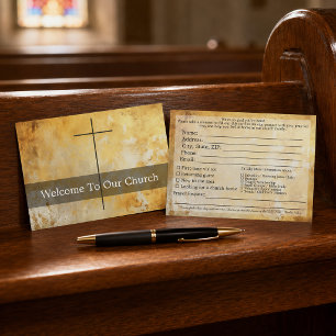 Welcome To Our Church Visitors Gold Cross Card