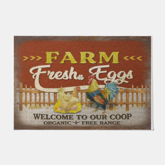 welcome To Our Coop Mat, Retro Farm Doormat